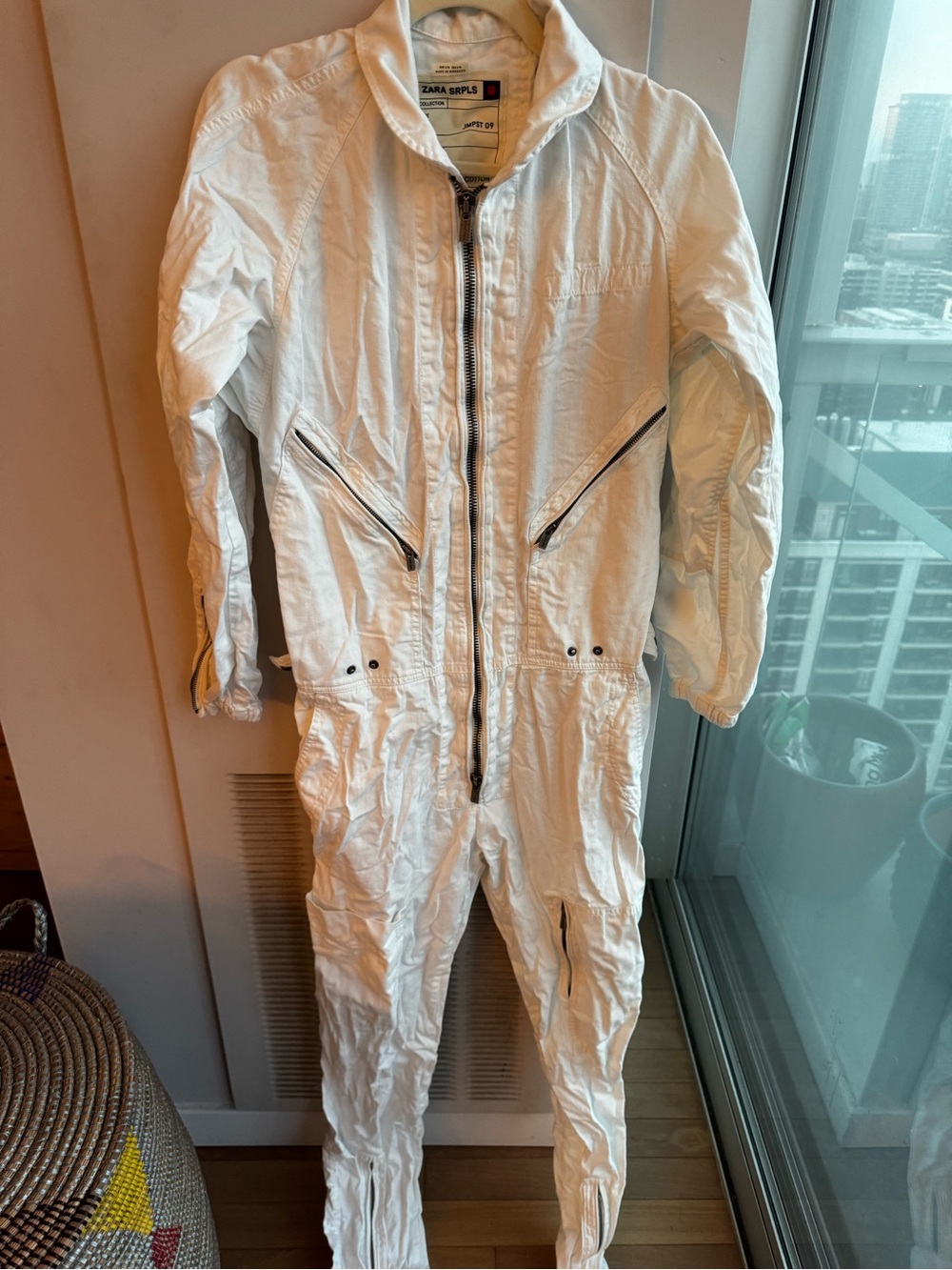 Zara‎ SRPLS Utility Jumpsuit White Zip Front Sz S/M - Picture 2 of 10